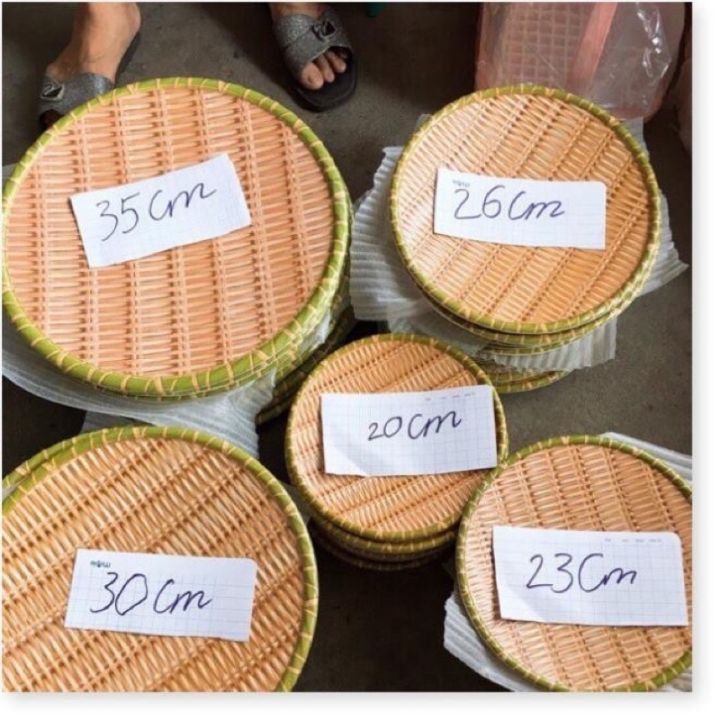 ĐĨA NHỰA GIẢ TRÚC ĐAN HÌNH TRÒN CAO CẤP 23cm